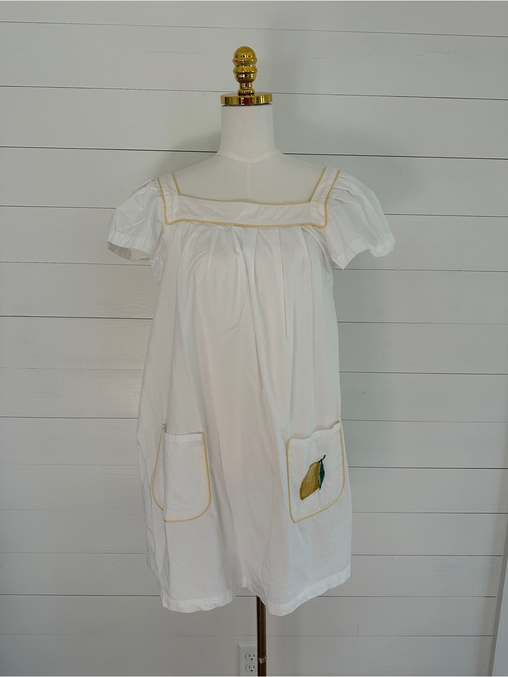 In My Sundays White Short Sleeve Tunic Day Dress with Lemon Pocket Detail